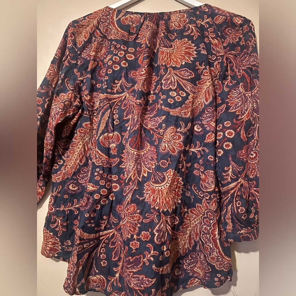 Lauren Ralph Lauren Paisley Ruffle Blouse Multicolor xl preppy boho chic - Picture 5 of 7